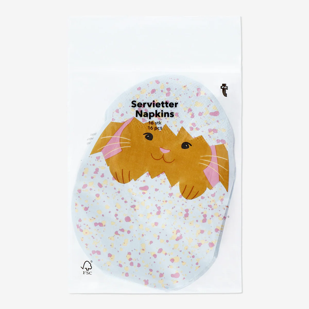 16'lı Tavşan Desenli Pembe Peçete 10 cm x 16,5 cm - Image 3