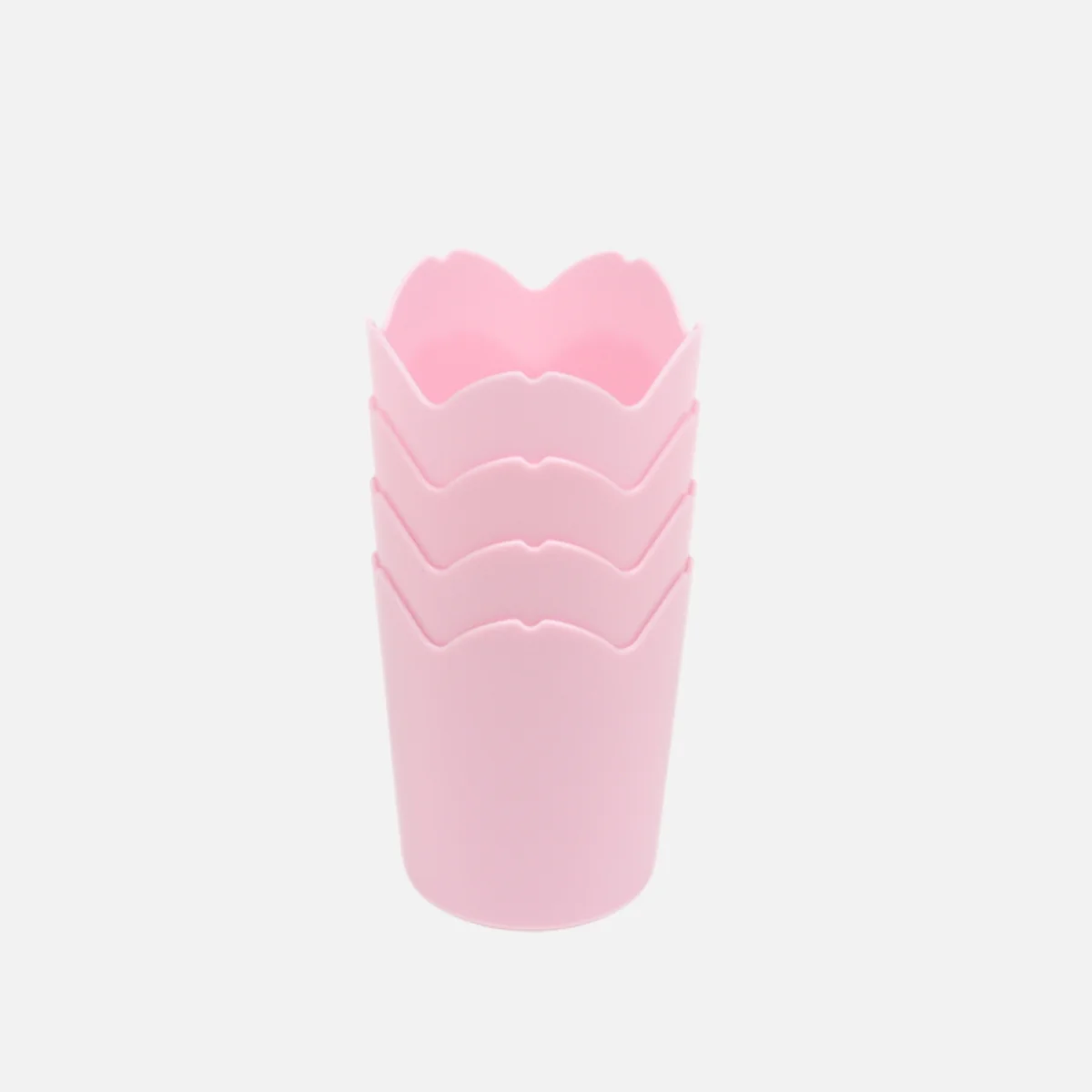 4'lü Pembe Çiçek Şeklinde Plastik Bardak - Image 2