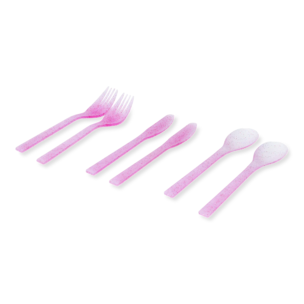 6'lı Pembe Plastik Çatal Kaşık Bıçak Seti - Image 3