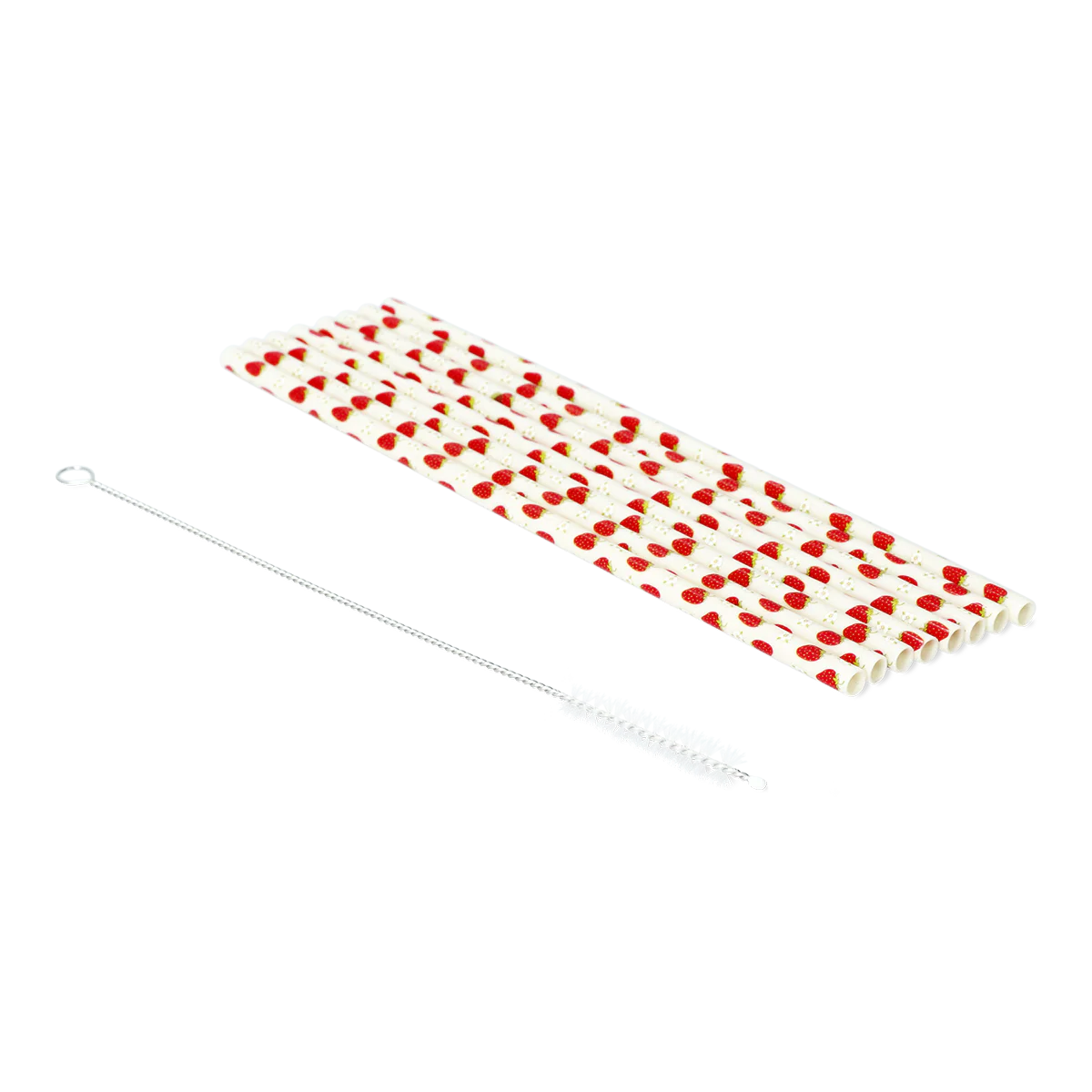 8'li Çilek Desenli Plastik Pipet - Image 2