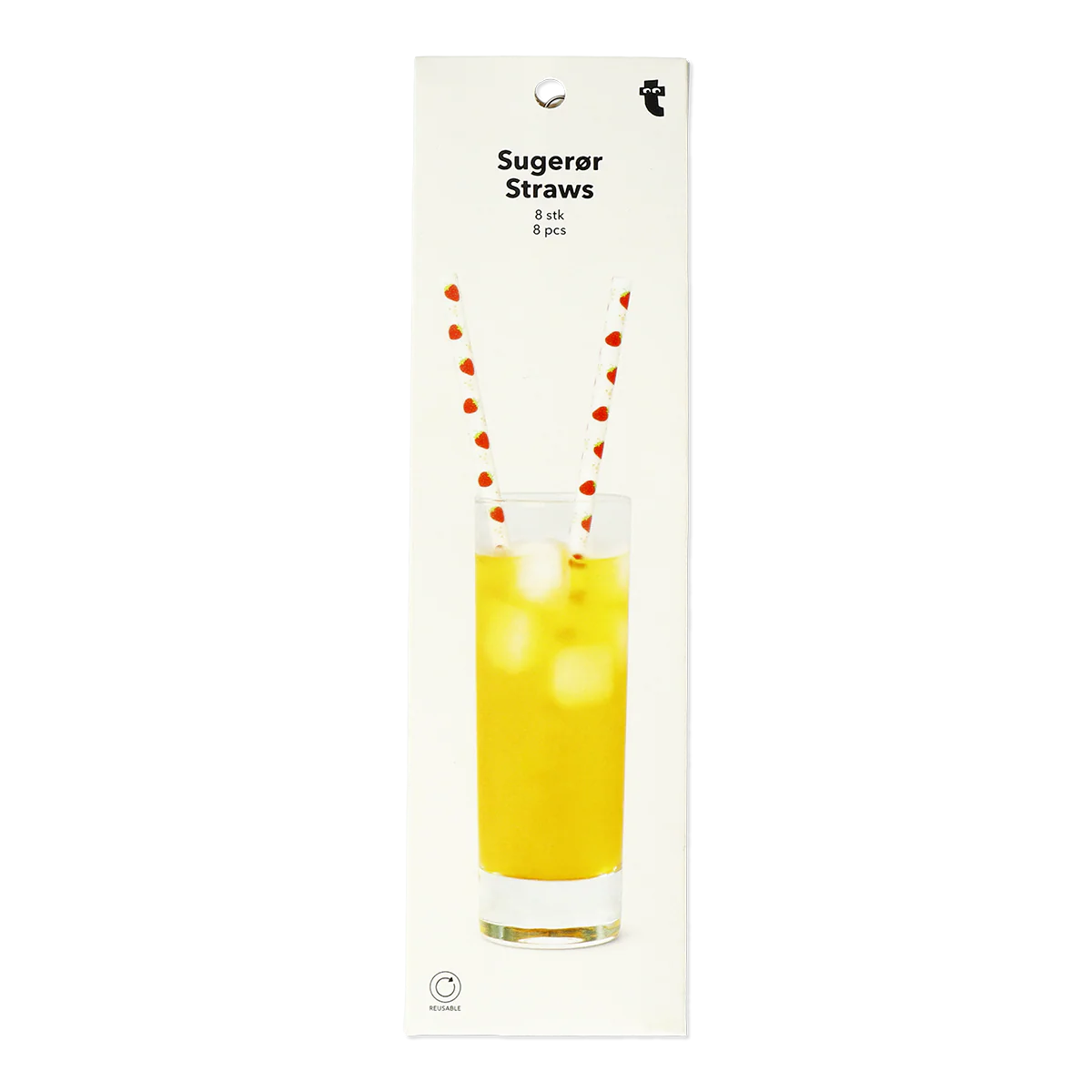 8'li Çilek Desenli Plastik Pipet - Image 4