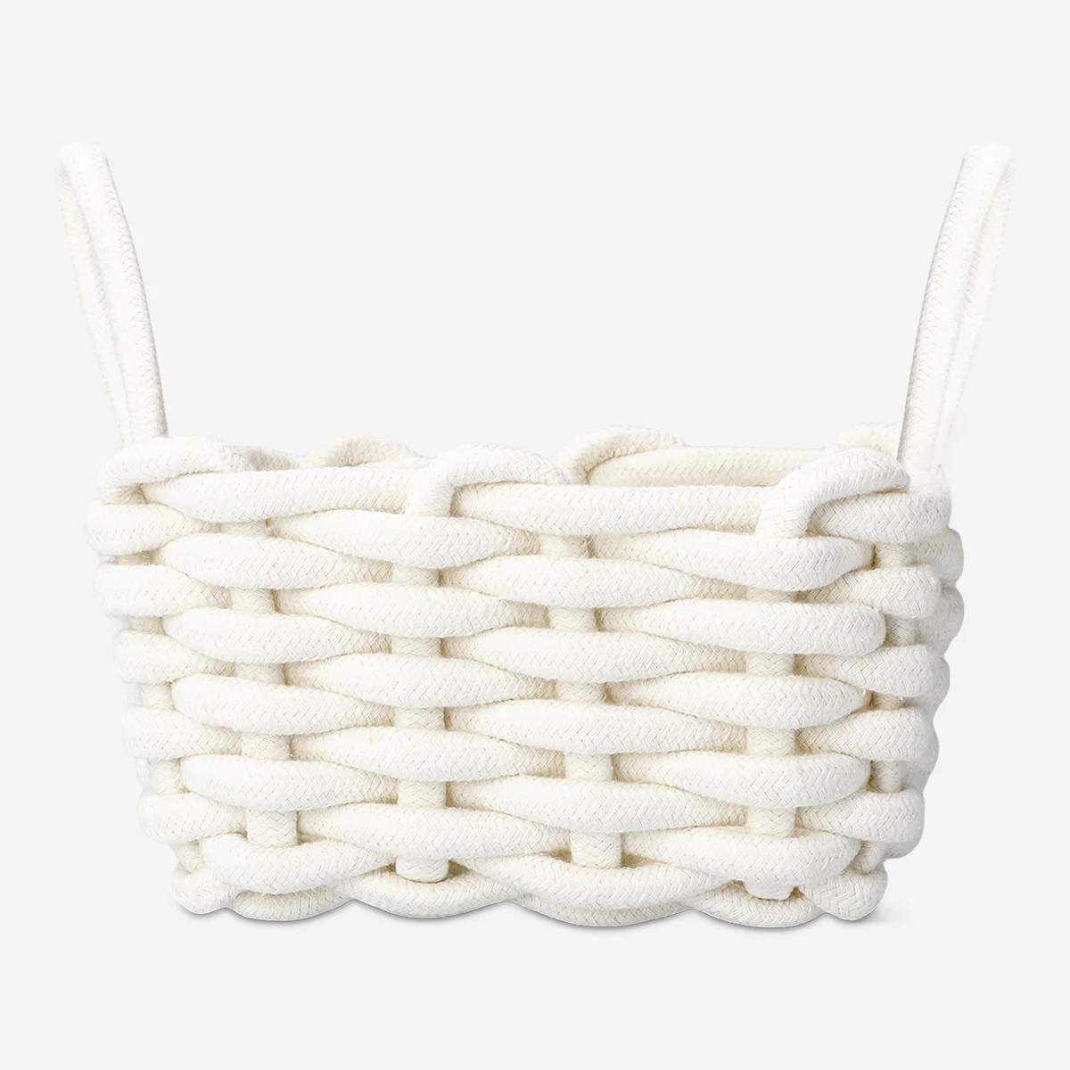 Beyaz Örgülü Sepet 18 cm