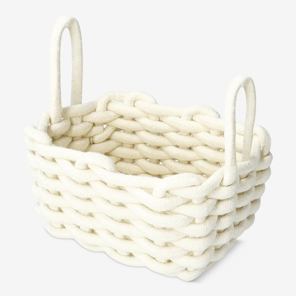 Beyaz Örgülü Sepet 18 cm - Image 2
