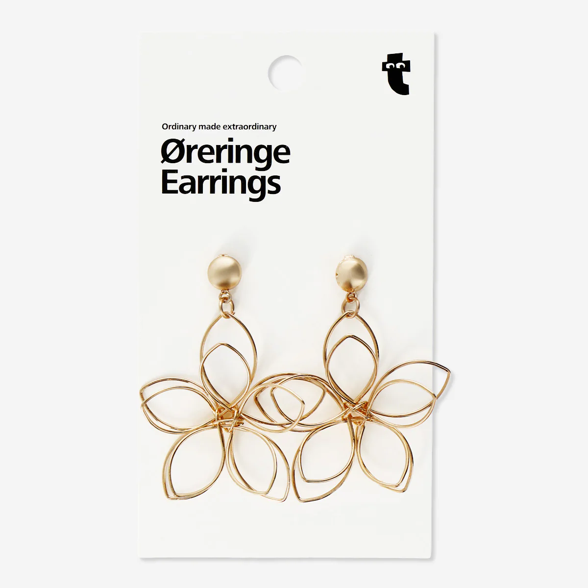 Büyük Çiçek Şeklinde Rose Gold Küpe - Image 3