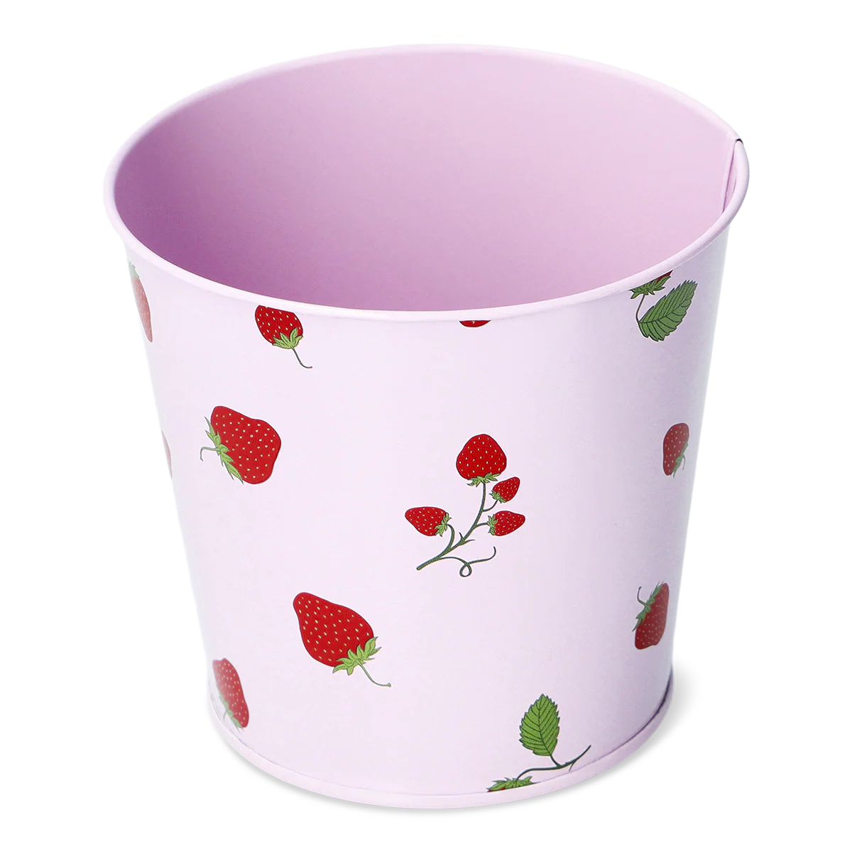 Çilek Desenli Pembe Mini Metal Saksı - Image 2