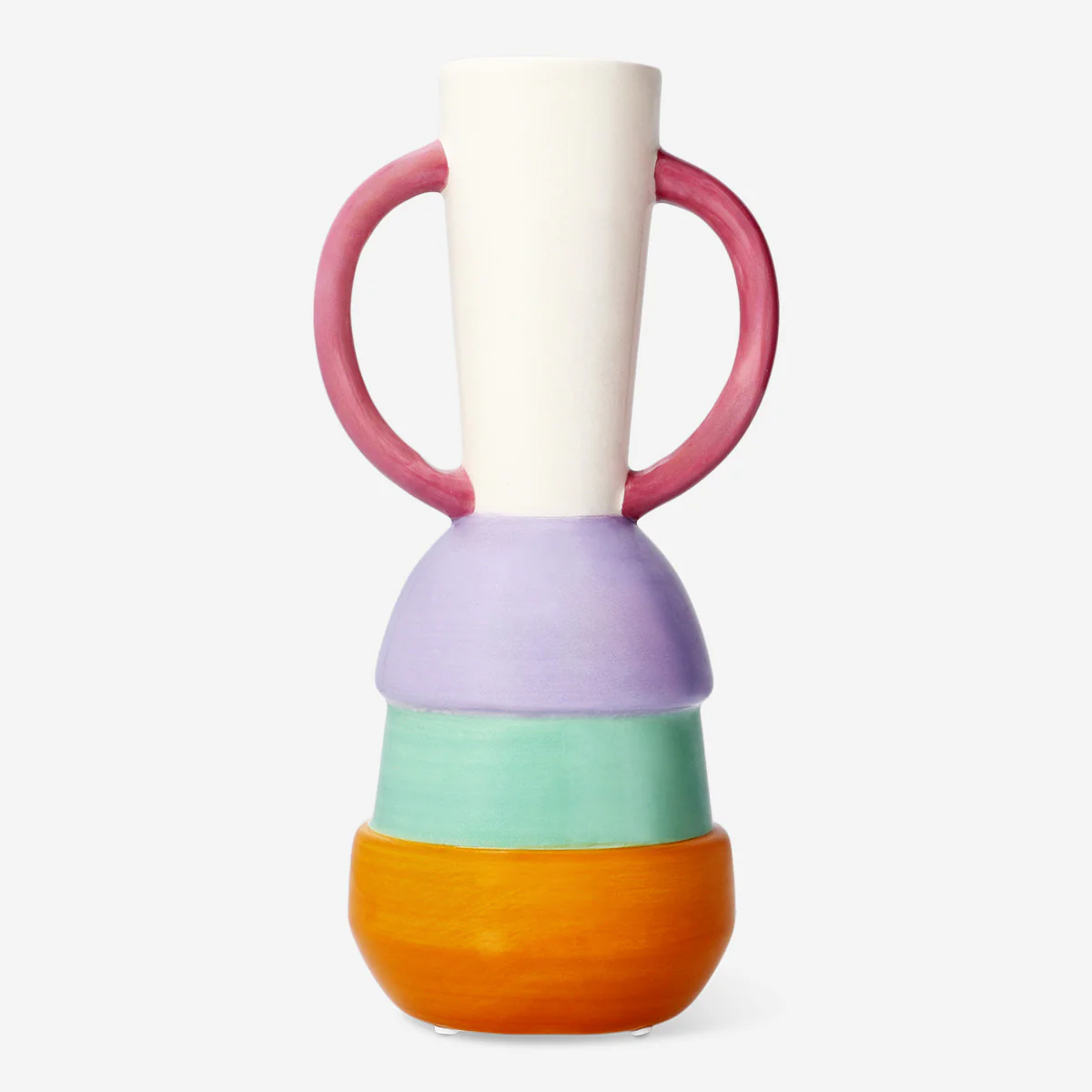 Çok Renkli Kulplu Seramik Vazo 25 cm - Image 2