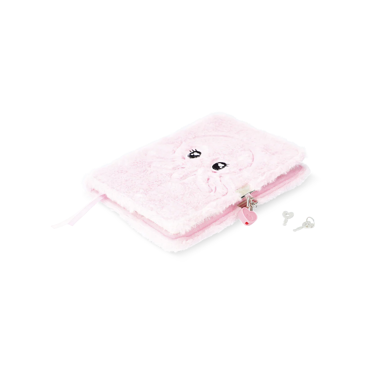 Kilitli Ahtapot Desenli Pembe Peluş Defter A5 - Image 2