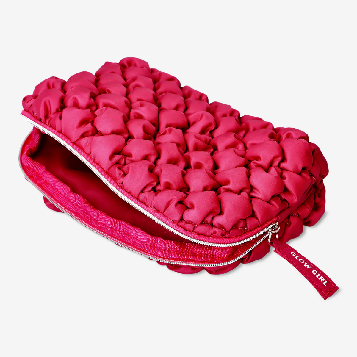 Koyu Pembe Kapitone Makyaj Çantası 20 cm x 13,5 cm - Image 3