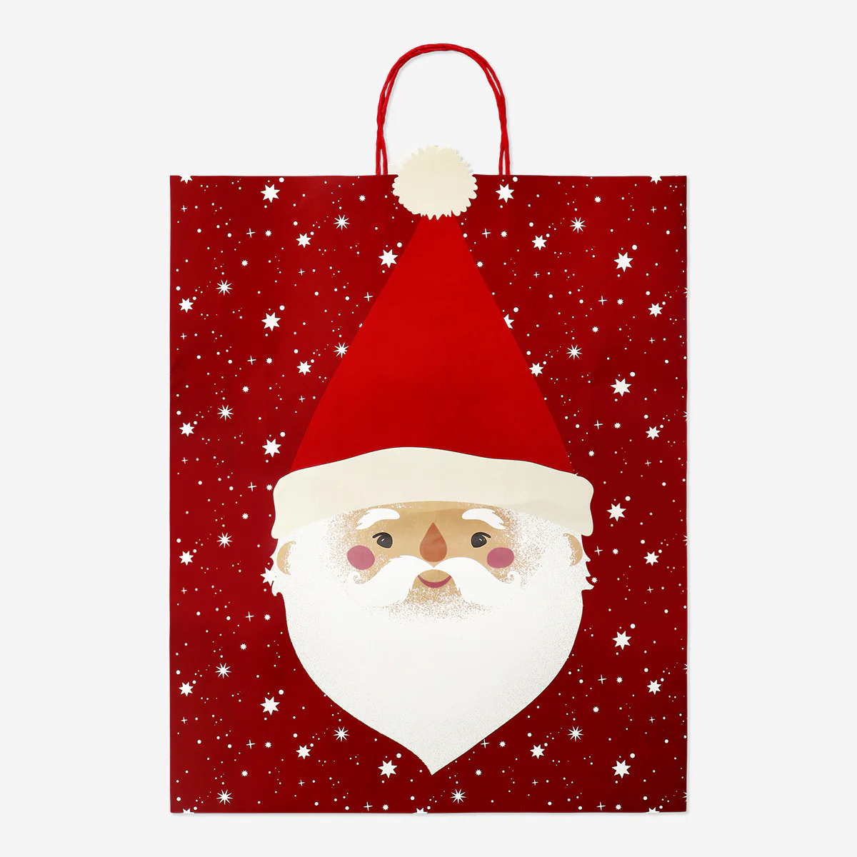 Noel Baba Desenli Kırmızı Hediye Çantası - Image 3