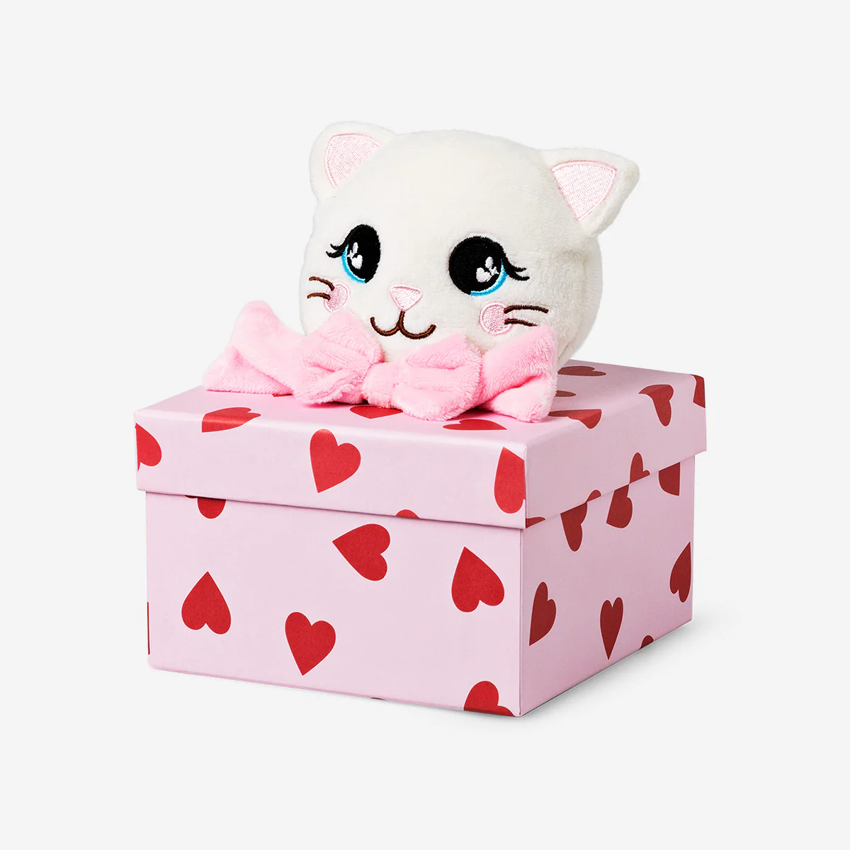Peluş Kedi Detaylı Kalpli Hediye Kutusu