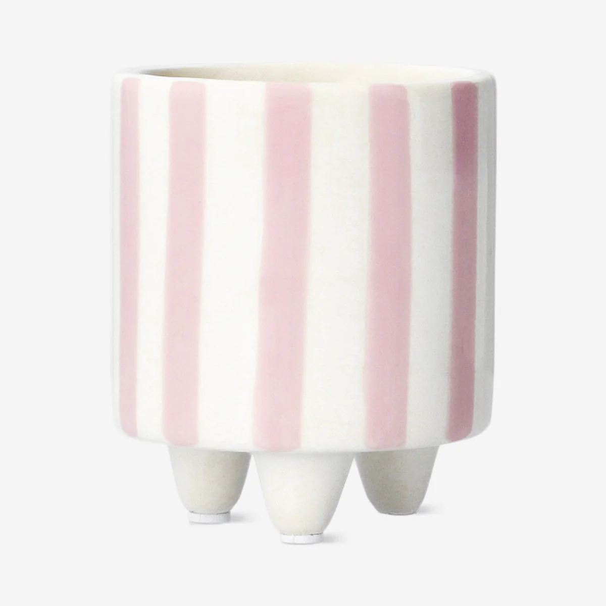 Pembe Beyaz Çizgili Küçük Saksı - Image 5