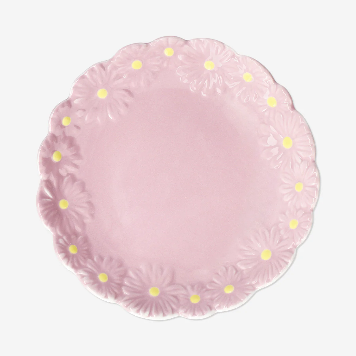 Pembe Çiçek Detaylı Tabak 19 cm - Image 2