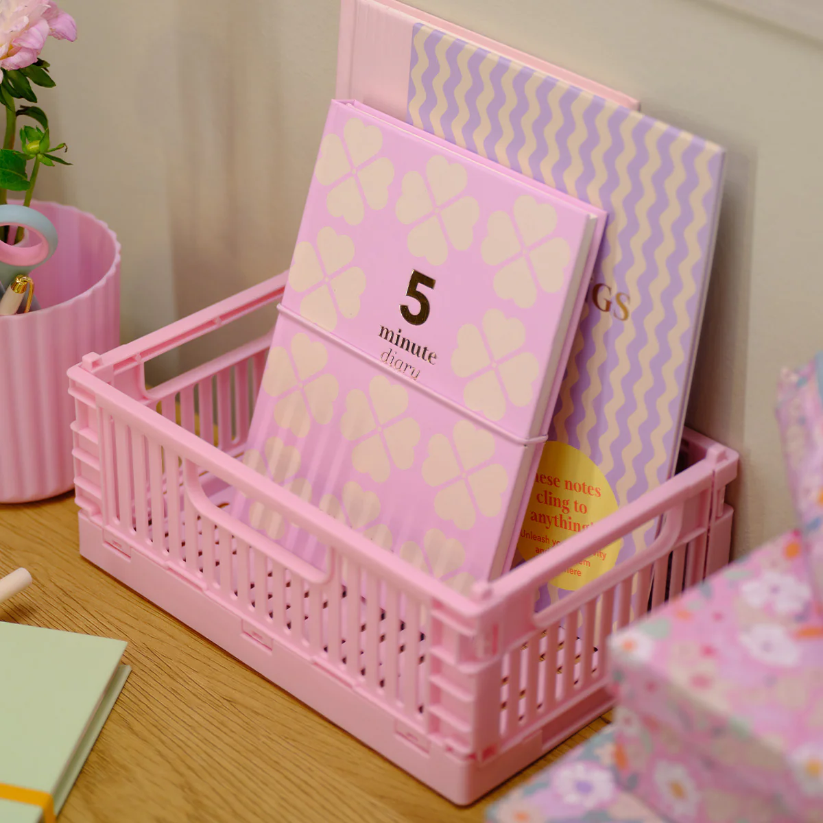 Pembe Katlanabilir Plastik Kasa 22 cm x 14 cm - Image 4