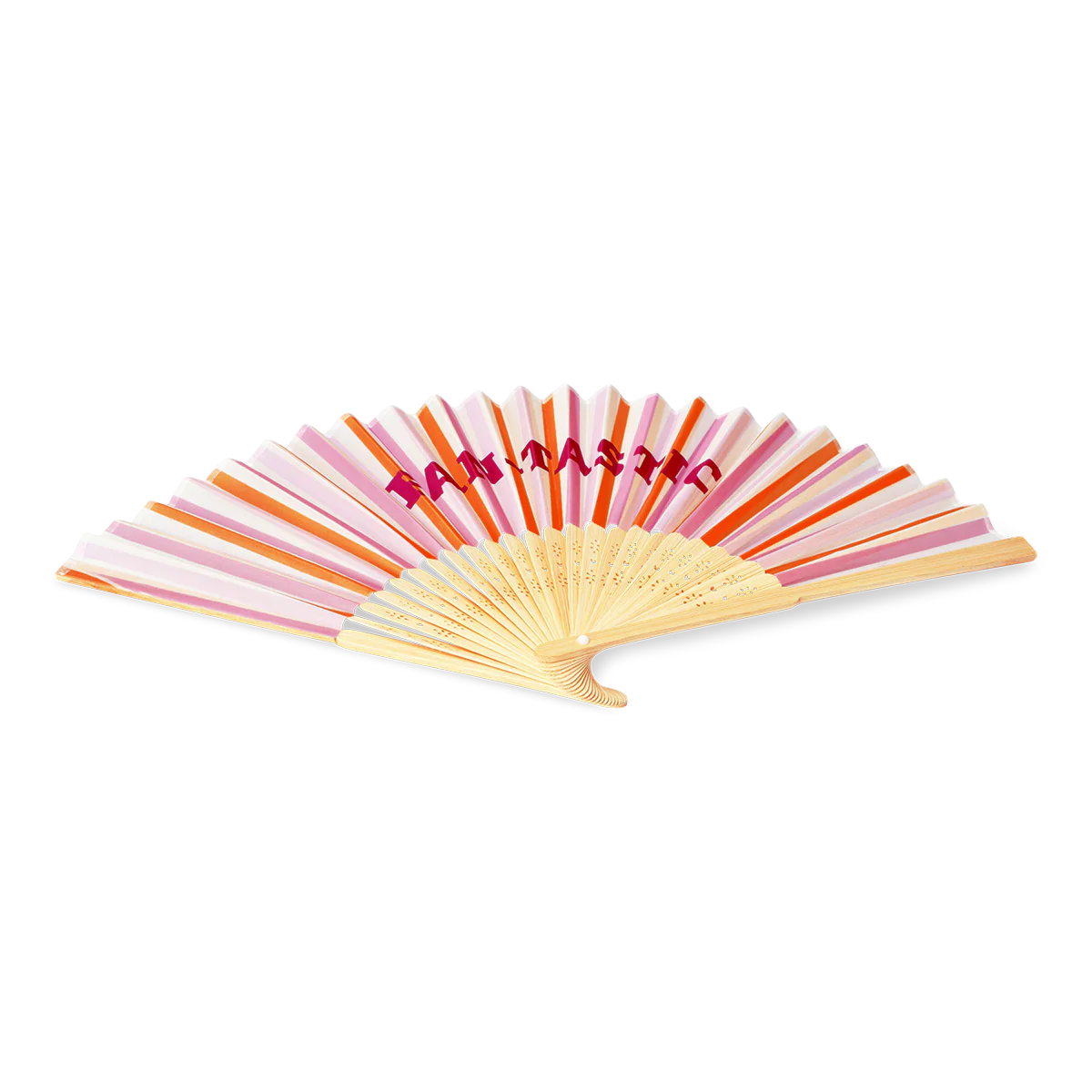 Turuncu Çizgili Bambu Yelpaze - Image 3